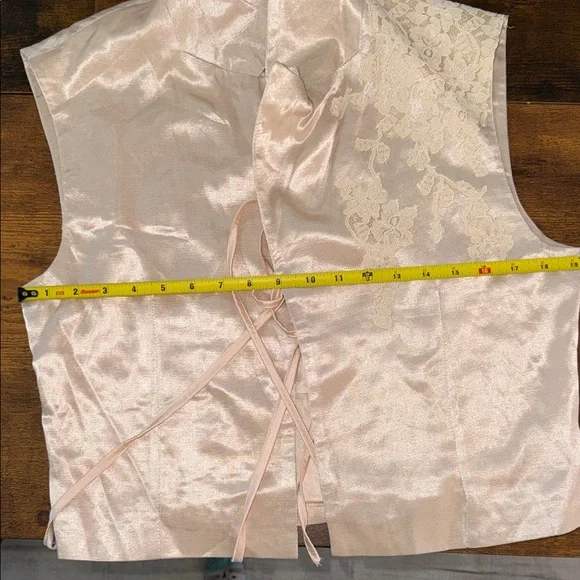 Free People Champagne Lace-Trim Asymmetrical Satin Dress - Picture 12 of 15